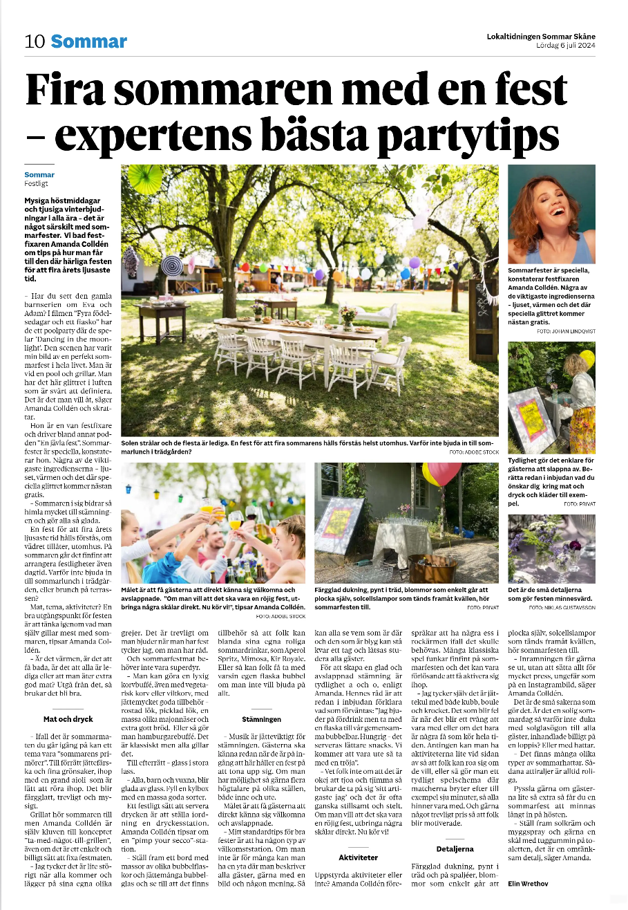Tips på sommarfest i Bonniers lokaltidningar