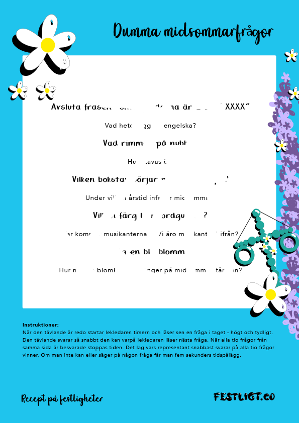 Supersnabba och dumma midsommarfrågor - dryckeslek för vuxna