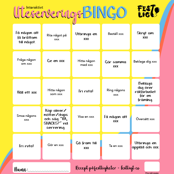 Interaktivt uteserveringsbingo! 4-pack!